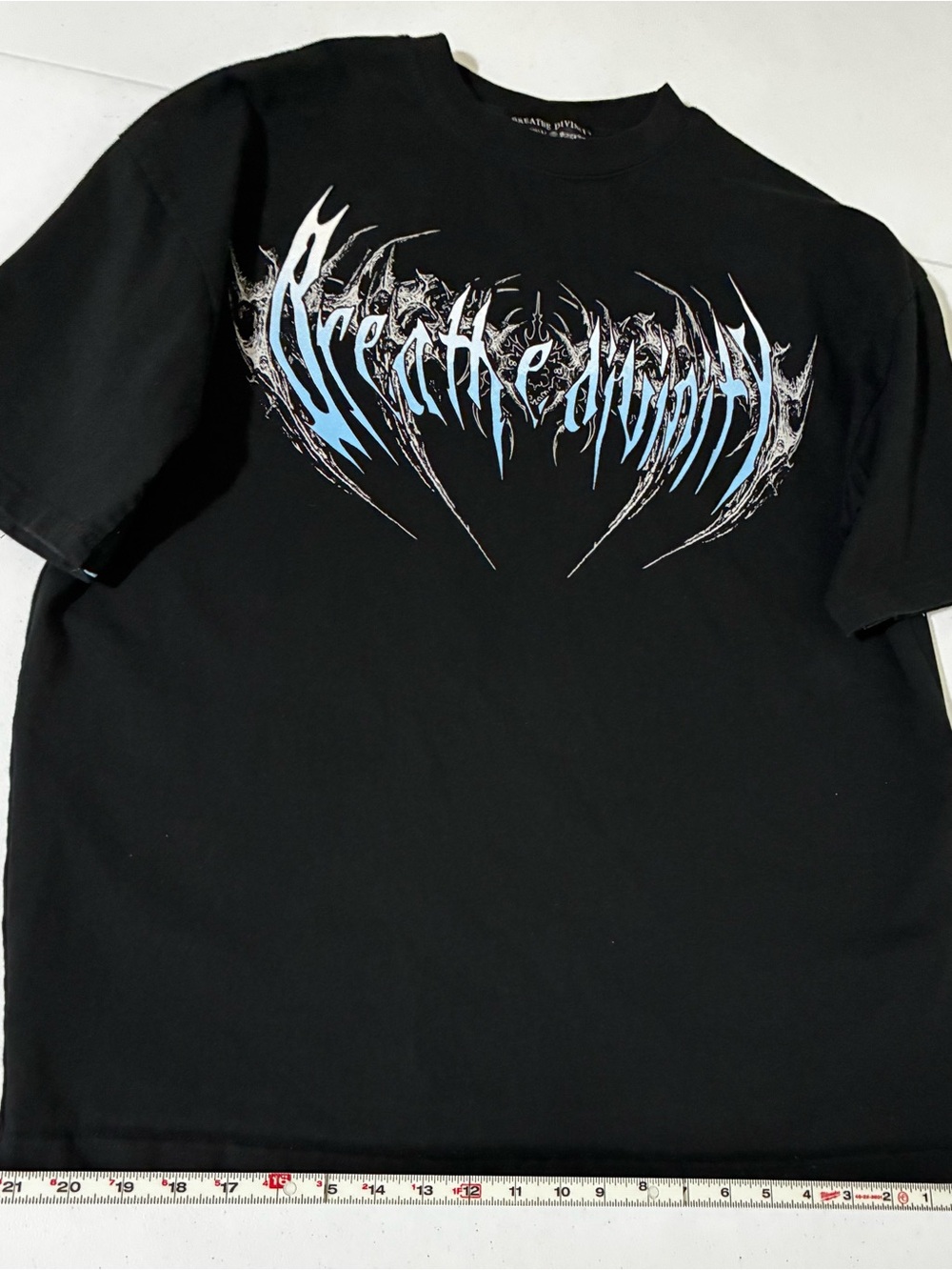 Breathe Divinity Men Graphic Tee - Black with Blue Pr… - Gem